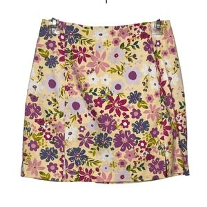 Love On A Hanger Floral Mini Skirt Yellow Purple Pink Cotton Size 5